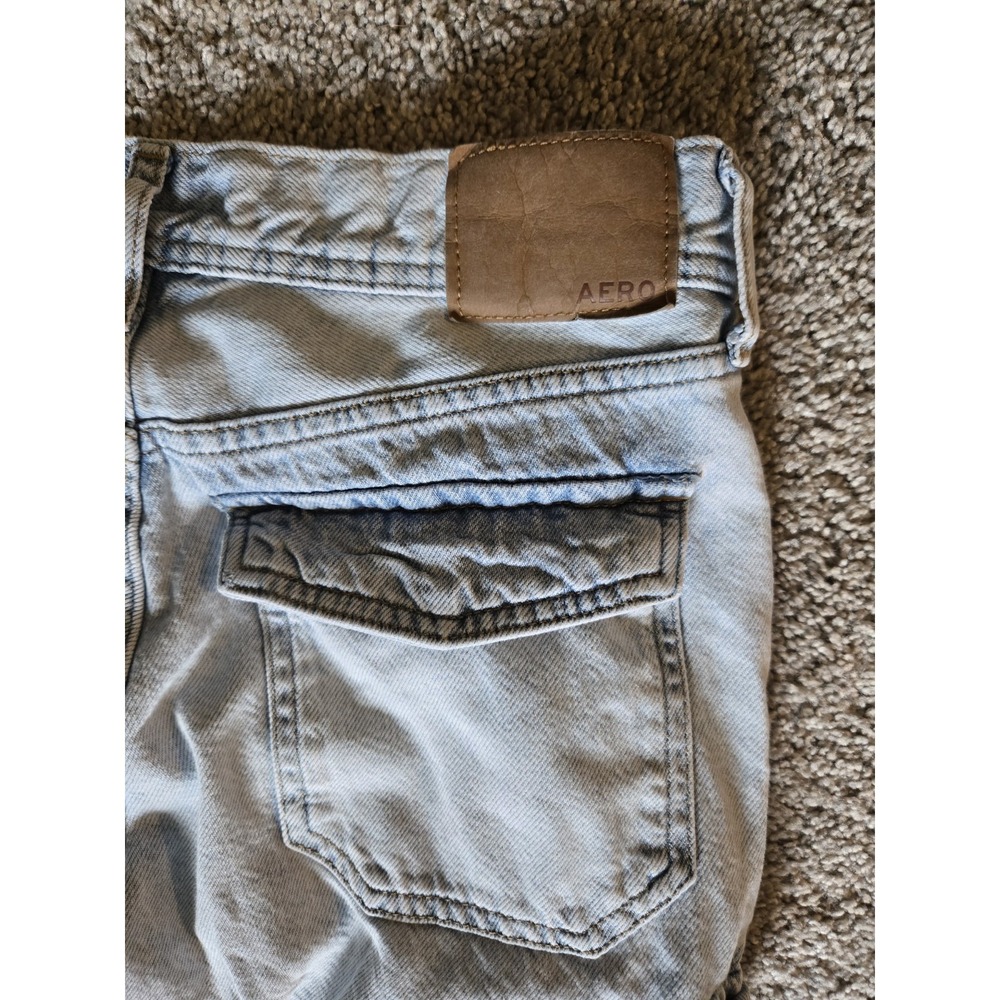 Aeropostale 00 Utility Straight LowRise Cargo Jeans Light Wash Grunge Y2k Skater - Picture 9 of 13
